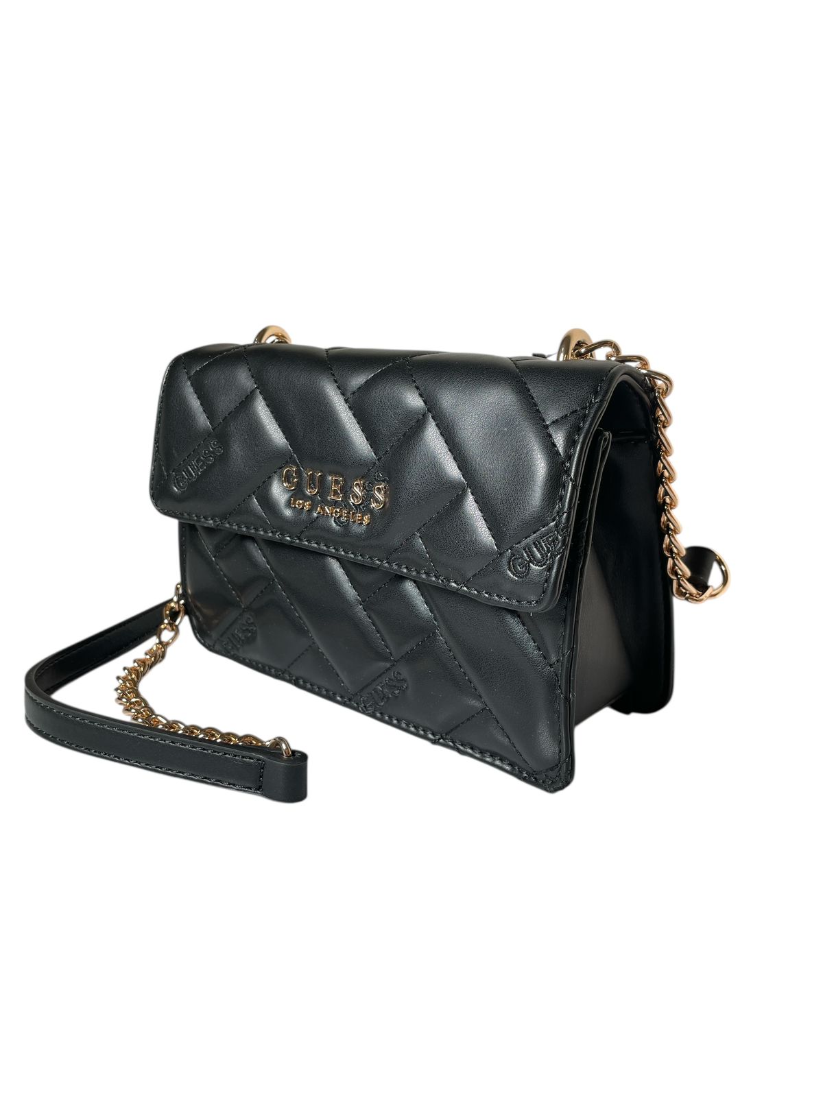 Bolsa Clutch GUESS Acolchada Rosa o Negra con Cadena Dorada – Estilo y Glamour Compacto